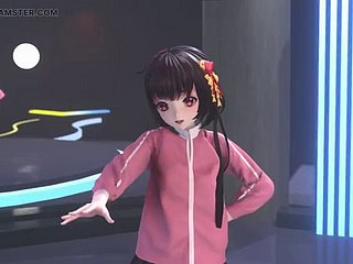 Linda chica bailando en falda y medias + desvestimiento muted (3d hentai)