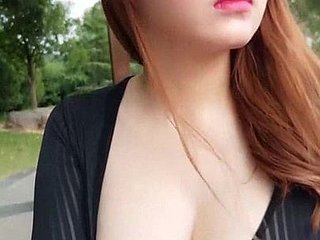 Rafraîchissez Gros seins fille Dildo chinois concombre Parc public Webcam